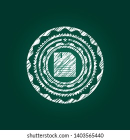diskette icon inside chalk emblem