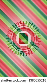 diskette icon inside christmas colors badge.