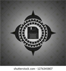 diskette icon inside dark badge