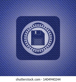 diskette icon inside emblem with jean high quality background