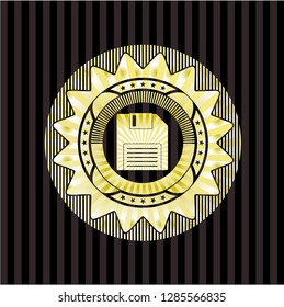 diskette icon inside gold badge