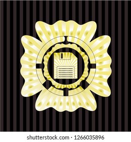 diskette icon inside gold shiny emblem
