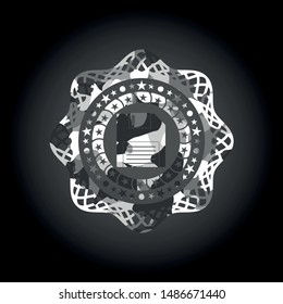 diskette icon inside grey camouflaged emblem