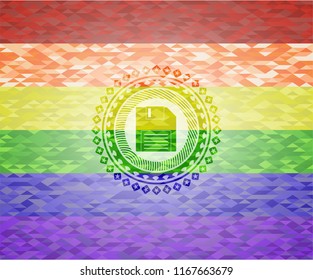 diskette icon inside lgbt colors emblem 