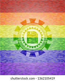 diskette icon inside lgbt colors emblem 
