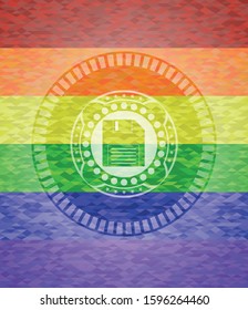 diskette icon inside lgbt colors emblem 
