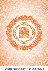 diskette icon inside orange mosaic emblem