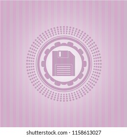 diskette icon inside pink emblem. Vintage.