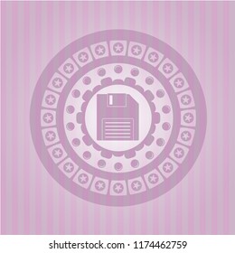 diskette icon inside pink icon or emblem