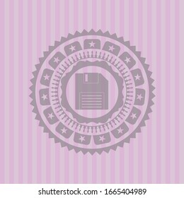 diskette icon inside pink icon or emblem