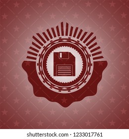 diskette icon inside red icon or emblem