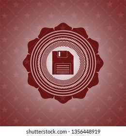 diskette icon inside red icon or emblem