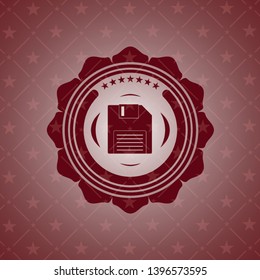 diskette icon inside red emblem. Vintage.