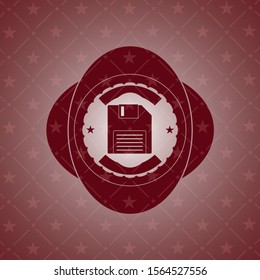 diskette icon inside red emblem. Vintage.