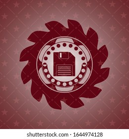 diskette icon inside red icon or emblem