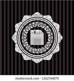 diskette icon inside silver shiny badge
