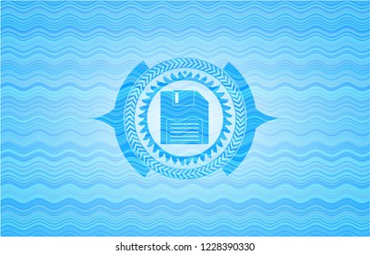 diskette icon inside water concept emblem background.