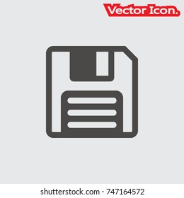 Diskette icon isolated sign symbol and flat style for app, web and digital design. Vector illustration.