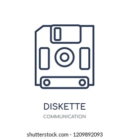 Diskette icon. Diskette linear symbol design from Communication collection. Simple outline element vector illustration on white background.