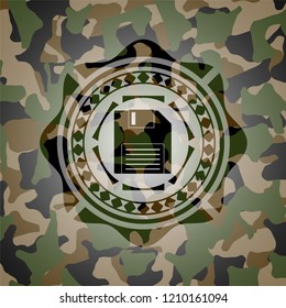 diskette icon on camo texture
