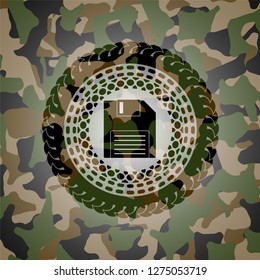 diskette icon on camo texture
