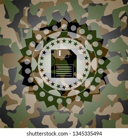 diskette icon on camouflage pattern