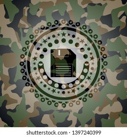diskette icon on camouflage texture