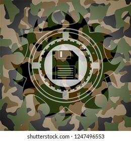 diskette icon on camouflaged pattern