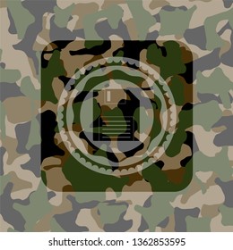 diskette icon on camouflaged pattern