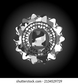 diskette icon on grey camo texture. 