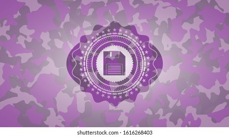 diskette icon on pink camo pattern
