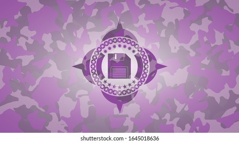 diskette icon on pink camo texture