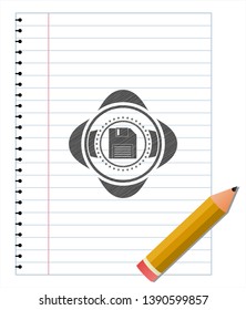 diskette icon pencil effect. Vector Illustration. Detailed.
