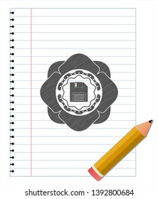 diskette icon with pencil strokes. Vector Illustration. Detailed.