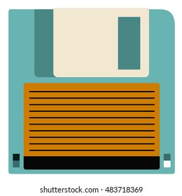Diskette icon. retro technology gadget and antique theme. Isolated design. Vector illustration