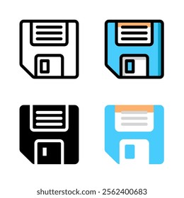 Diskette icon set. Suitable for save button symbol and save as icon. Floppy disk icon.