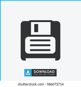 diskette icon. Simple filled diskette icon. On white background.