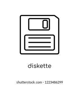diskette icon. Trendy modern flat linear vector diskette icon on white background from thin line Communication collection, outline vector illustration