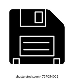 diskette icon, vector illustration, black sign on isolated background