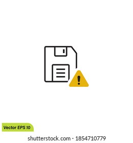 diskette icon with warning sign logo template