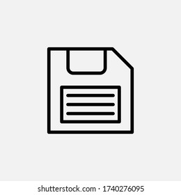 Symbol für die Diskette Diskette und speichern, Datensymbol Logo. Umrissentwurf bearbeitbarer Strich. Für Ihr Design. Bestand - Vektor-Abbildung