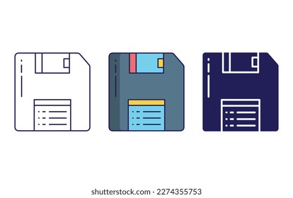Diskette line and solid illustration icon