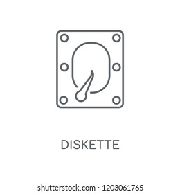 Diskette linear icon. Diskette concept stroke symbol design. Thin graphic elements vector illustration, outline pattern on a white background, eps 10.
