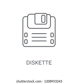 Diskette linear icon. Diskette concept stroke symbol design. Thin graphic elements vector illustration, outline pattern on a white background, eps 10.