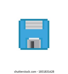 Diskette Pixel Art. Vektorbild. Pixelart auf Disketten. Veraltete Speichereinheit.