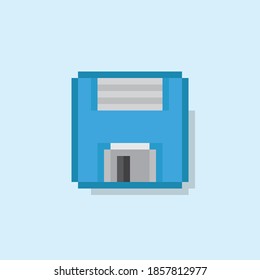 Diskette Pixel Art. Vector Picture. Floppy Disk Pixel Art. Obsolete Memory Storage Unit.	