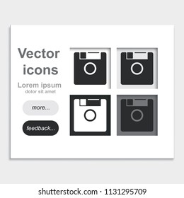 Diskette placed on web page template flat vector icon.