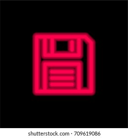 Diskette red glowing neon ui ux icon. Glowing sign logo vector
