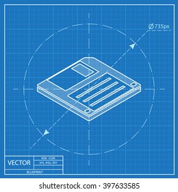 diskette save isometric 3d blueprint icon 