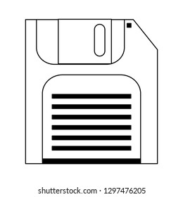 diskette save symbol isolated in black and white